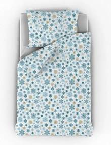 Kvalitex Pościel bawełniana Płatek śniegu niebieski, 140 x 200 cm, 70 x 90 cm