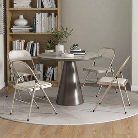 Zestaw 4 krzeseł składanych HOMCOM — stalowy stelaż, lnopodobne obicie, beżowe