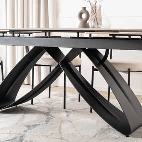 Zestaw Stół Rozkładany LUIGI 160-240 cm Biały Marmur/Czarny i 4 Krzesła TULSA Kremowe Nowoczesne