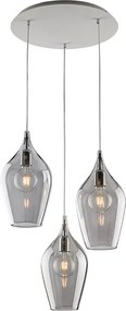 Lampa wisząca Ares Iron z szarym szkłem Pyrex 3 światła 141 Ø50 BL273-S3-GR