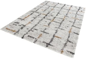 Dywan shaggy Nomadic kratka kremowo-szary 120 cm x 170 cm