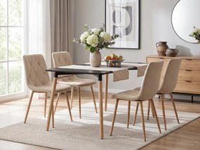 Jasnobeżowe aksamitne krzesło jadalniane LIBRA