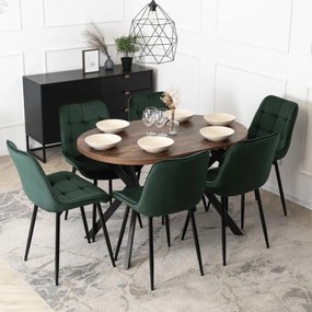 Stół Okrągły Rozkładany DORIAN 80-160 cm Dąb Rustykalny/Czarny Nowoczesny Loft