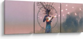 Obraz - Żywa natura (z zegarem) (90x30 cm)
