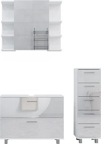 Zestaw mebli łazienkowych biały wysoki połysk 80x33x60 ilias