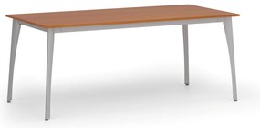 Stół konferencyjny do biura PRIMO OMEGA, 180x90 cm, szara podstawa, czereśnia