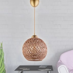 Lampa wisząca w brązowo-złotym kolorze z tekstylnym kloszem ø 22 cm – Opviq lights