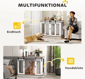 PawHut Klatka dla psa z 2 drzwiami, transporter dla psów, box transportowy dla psów, rustykalny design, zamykana, Biały