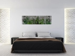 Obraz - Betonowa ściana z roślinami (170x50 cm)