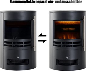 Elektryczny Kominek HOMCOM z Efektem Płomienia LED 900/2000W, Czarny