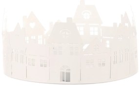 Świąteczny świecznik Domečky, biały, metal,średnica 20 cm
