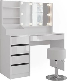 Stół do toalety biały/biały wysoki połysk 119.8x50.1x76 sherry