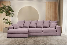 Narożnik z funkcją spania i pojemnikiem, Sofa w kształcie L Gabon L, tkanina Riviera, Fioletowy, Lewy