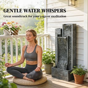 Outsunny Fontanna 3-stopniowa ogrodowa z oświetleniem LED, doniczka, pompa, wygląd kamienia, regulowana, 38 x 19 x 101 cm | Aosom PL