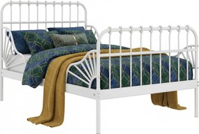 Białe metalowe łóżko rosnące z dzieckiem rozsuwane 80x130/200 cm K9-T61