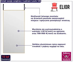 Złote prostokątne lustro wiszące na drzwi - Lawis 10X