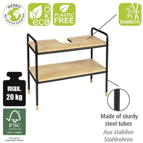Czarno-naturalna bambusowa szafka pod umywalkę 70x60 cm Loft – Wenko