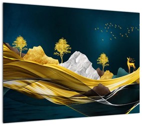 Obraz - Jeleń w krajobrazie (70x50 cm)