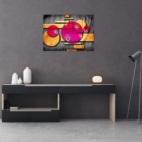 Abstrakcyjny obraz z historycznymi symbolami (70x50 cm)
