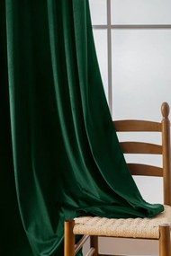 Ciemnozielona zasłona zaciemniająca VELVET 140x270 cm Zawieszanie: Taśma z wiązaniami