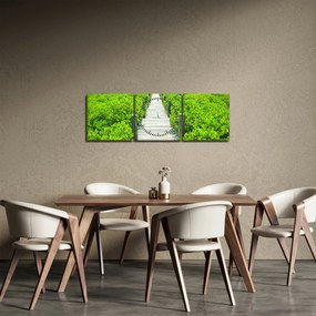 Obraz - drewniany chodnik (z zegarem) (90x30 cm)