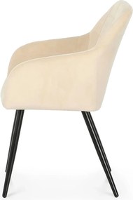 Zestaw 2 beżowych welurowych krzeseł pikowanych - Cormelis 4X