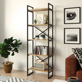Czarny regał w dekorze sosny 58x175 cm Nicol – Kalune Design