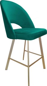 Hoker POLO krzesło barowe tkanina Welur podstawa metalowa hoker do kuchni : Kolor nogi - Złota profil, Kolor tkaniny - VELVET - MG20, Typ siedziska - Siedzisko stałe