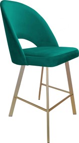 Hoker POLO krzesło barowe tkanina Welur podstawa metalowa : Kolor nogi - Złota profil, Kolor tkaniny - VELVET - MG20, Typ siedziska - Siedzisko stałe
