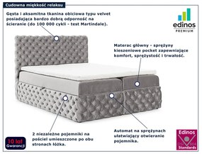 Jasnoszare łóżko pikowane z pojemnikiem 5 rozmiarów S1-C39
