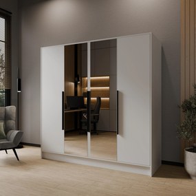 Szafa RENVO - Biały / Uchwyty czarny / 200 cm