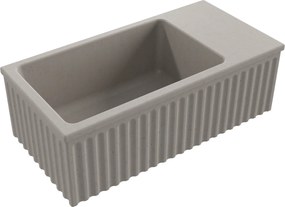 Umywalka betonowa ryflowana nablatowa / wisząca prostokątna 60 x 30 cm WELLE | różne kolory : Kolor - Cappuccino, Typ montażu - nablatowa