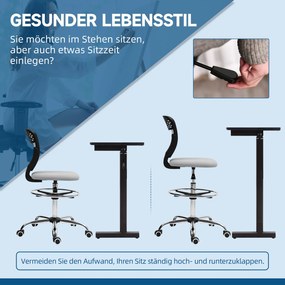 Vinsetto Fotel biurowy, krzesło robocze, fotel do biurka, regulacja wysokości, tapicerowany, jasnoszary | Aosom PL