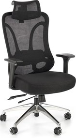 Obrotowy ergonomiczny czarny fotel z regulowanym zagłówkiem T1-B57
