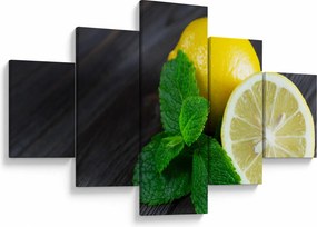 Obraz cytryn i mięty na stole (125x70 cm)