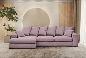 Narożnik z funkcją spania i pojemnikiem, Sofa w kształcie L Gabon L, tkanina Riviera, Fioletowy, Lewy