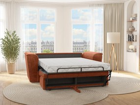 Kanapa 3-osobowa rozkładana typu express z teksturowanej tkaniny w kolorze terakoty - Powierzchnia spania 140 cm - Materac 14 cm - RIZORA