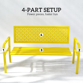 Outsunny Ławka ogrodowa 2-osobowa metalowa odporna na warunki atmosferyczne z odpornym na rdzę oparciem, geometryczna do 240 kg | Aosom PL