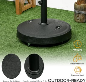 Outsunny Stojak na parasol Uchwyt na parasolowy Uchwyt na parasol, odporny na warunki atmosferyczne, z kołami, Ø53 x 41W cm, Czarny