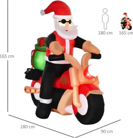 Nadmuchiwany Święty Mikołaj na motocyklu 150 cm Santa Claus prezent LED | Aosom.pl
