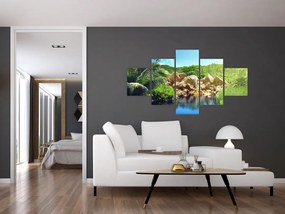 Obraz jeziora w dżungli Seszeli (125x70 cm)