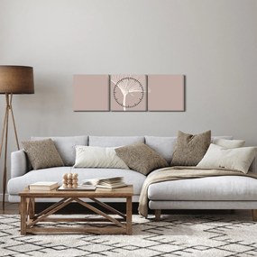 Obraz - Beżowe liście N⁰5 (z zegarem) (90x30 cm)