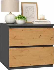 Szafka nocna z szufladami antracyt + dąb artisan C9-P40