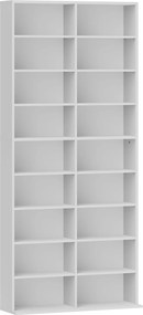 HOMCOM Regał na DVD, Stojak na CD z 14 regulowanymi półkami, 18 przegródkami, 175 cm, Regał na Blu-ray, Płyta wiórowa, Biały