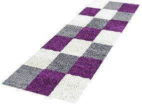 Dywan shaggy Life fioletowy, szary, kremowy 80 cm x 250 cm