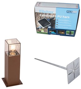 Zewnetrzna Lampa zewnętrzna 30 cm rdzawo-brązowa z kolcem do ziemi i wpustem kablowej - DenmarkPrzemysłowy Oswietlenie zewnetrzne