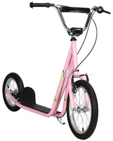 HOMCOM Hulajnoga dla dzieci 16/12 cali dzieci hulajnoga miejska roller regulowana różowa
