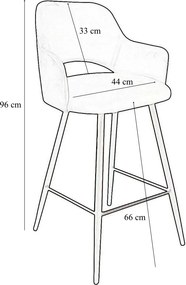 Hoker Milano krzesło barowe tkanina Welur podstawa metalowa : Kolor nogi - Czarna stożek, Kolor tkaniny - VELVET - MG05, Typ siedziska - Siedzisko stałe