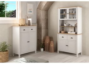 Biała witryna z litego drewna sosnowego 90x180,5 cm Misti – Marckeric