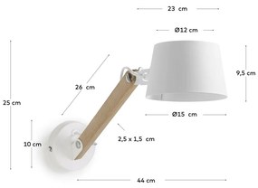 Biało-naturalny kinkiet ø 15 cm Muse – Kave Home